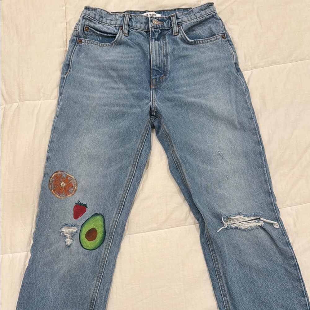 Blue Embroidered Women's Jeans